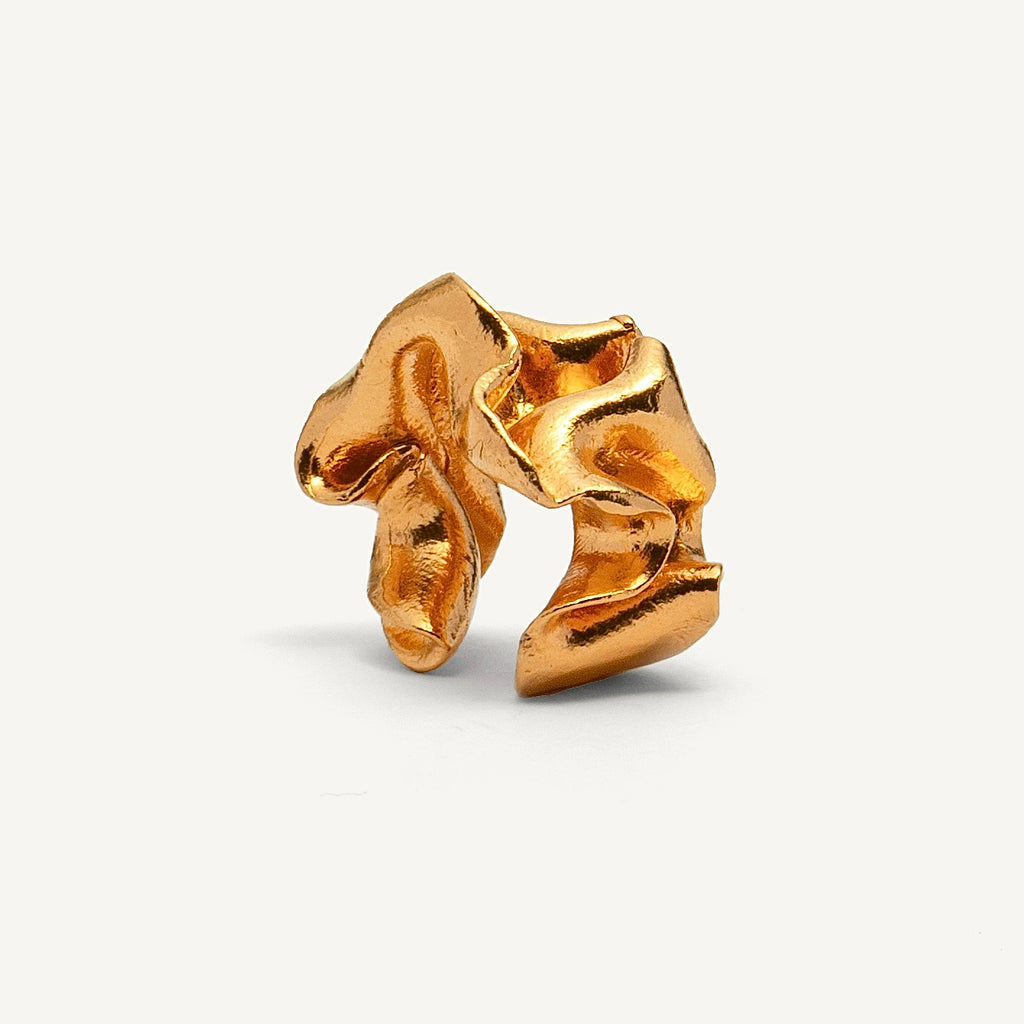 Gold Plated Silver Ear Cuff "Stormy Ocean"