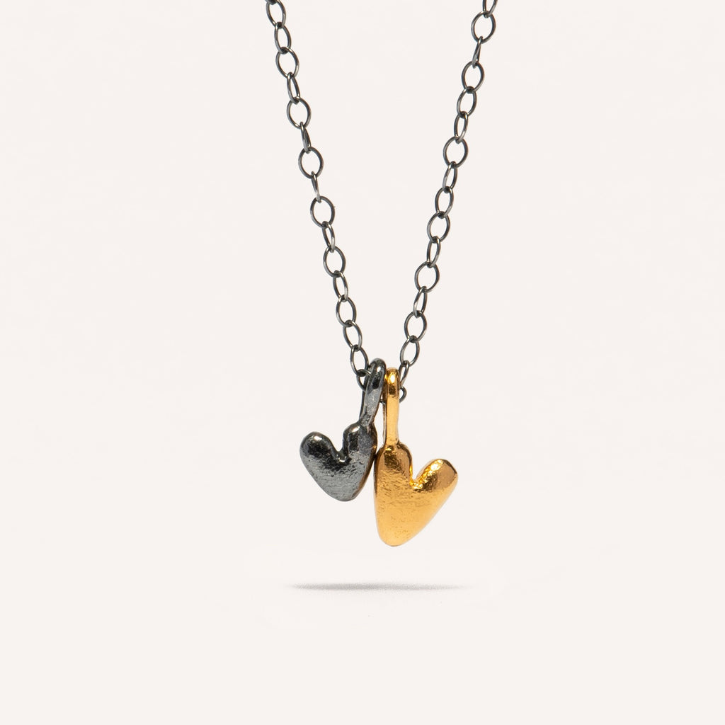 Gold Plated / Oxidized Silver Necklace "Double Love"