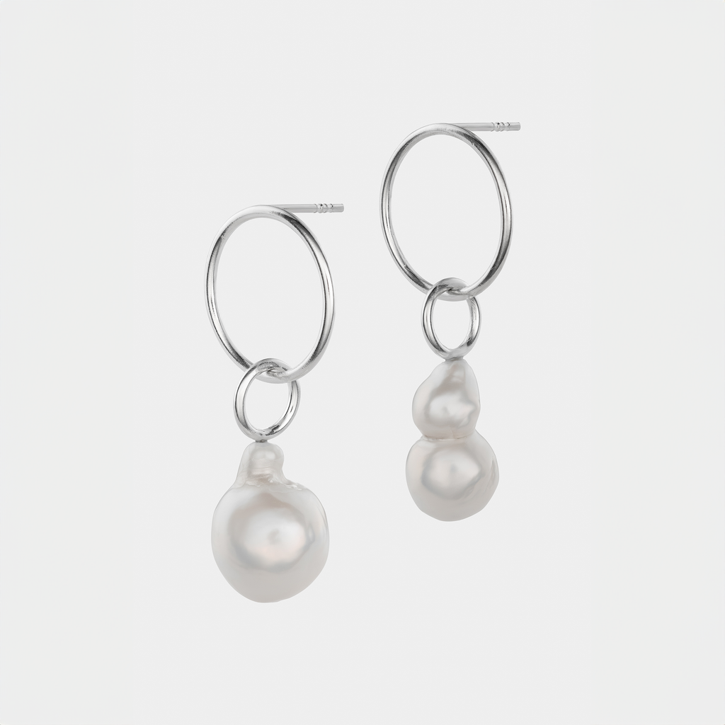 Silver Earrings with Pearls