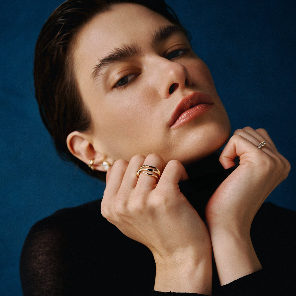 Geltono aukso žiedas „Bare Souls. Three-Shank"