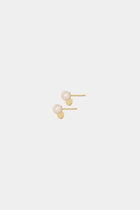 Yellow Gold Stud Earrings with Pearls "Pearl Diver"