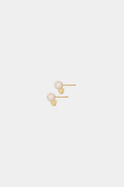 Yellow Gold Stud Earrings with Pearls "Pearl Diver"