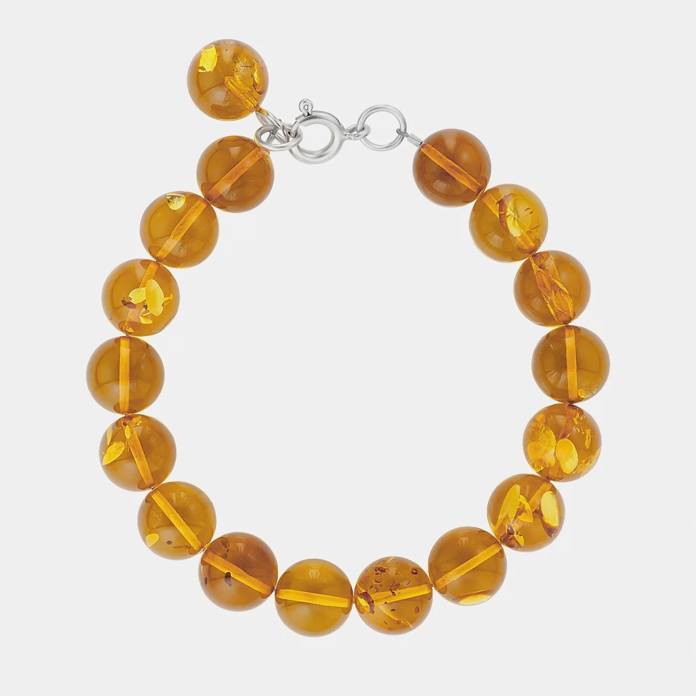 Silver Bracelet with Amber "Planètes d’Ambre", Big