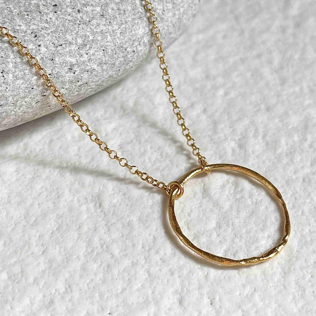 Gold Plated Silver Necklace "Thin Fingerprint Circle"