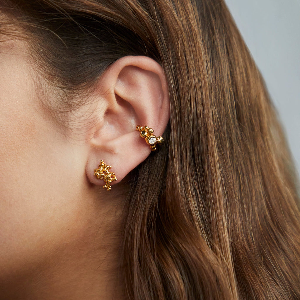 Gold Plated Silver Ear Cuff "Double Reef"