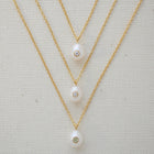 Gold Plated Silver Necklace with Pearl and Moisanitte "Fiona"