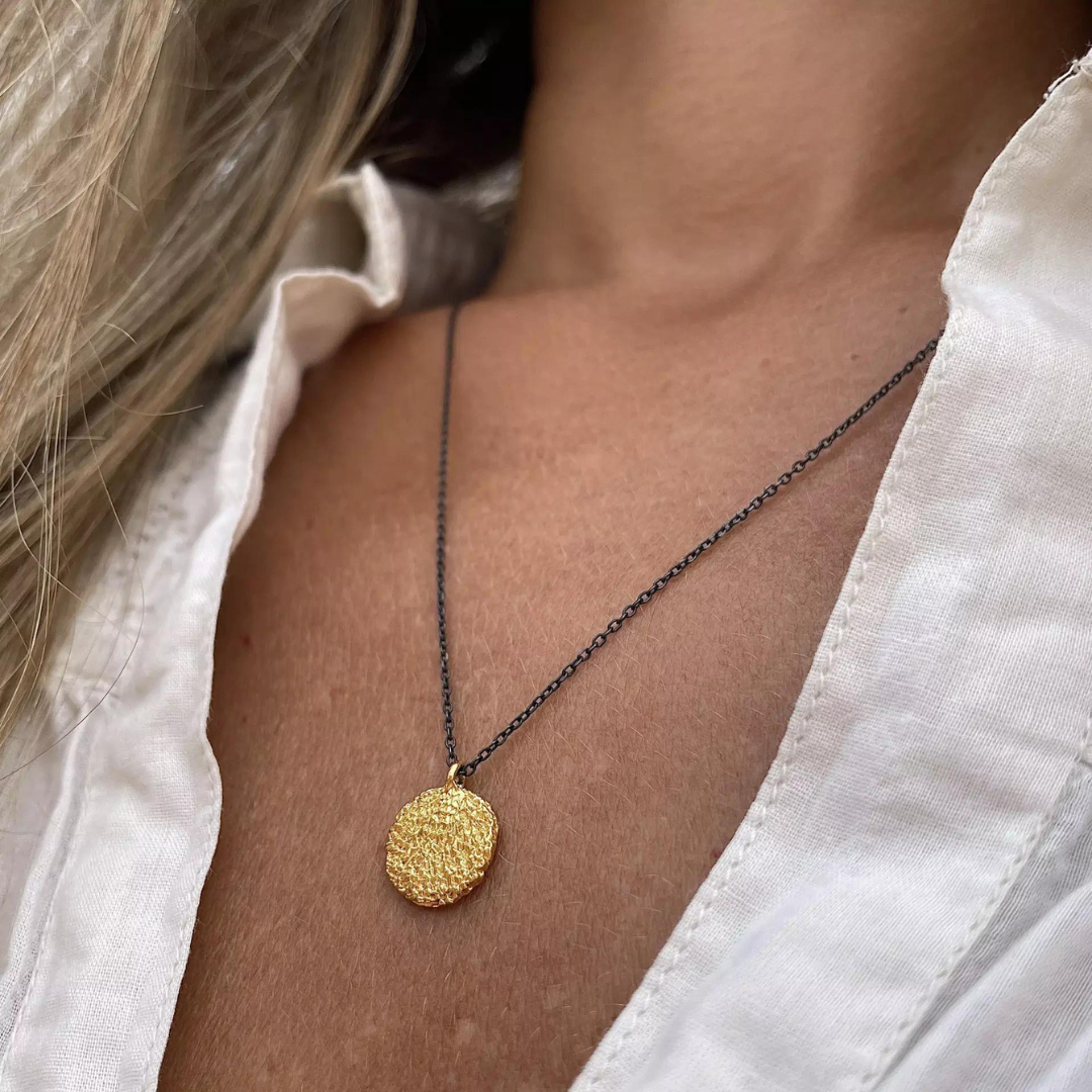 Gold Plated / Oxidized Silver Necklace "Handcrafted"