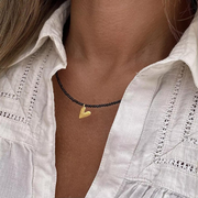 Gold Plated Silver Necklace with Smoky Quartz "Heart"