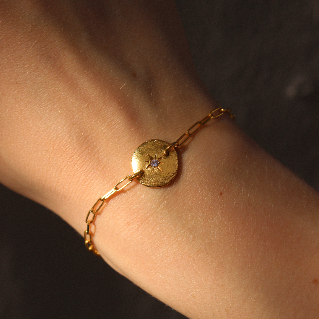 Gold Plated Silver Bracelet with Pink Sapphire "Sapphire Fingerprint"