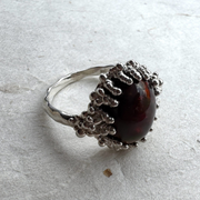 Silver Ring "Coral Moonlight Opal"