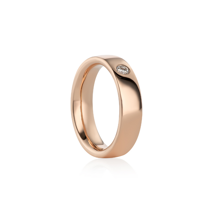 Rose Gold Wedding Ring with Diamond for Her