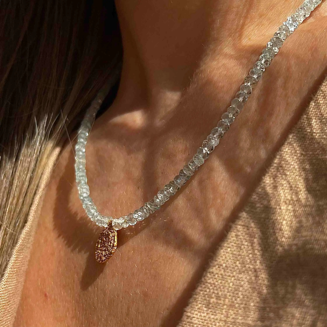 Gold Plated Silver Necklace with Aquamarines "Handcrafted"