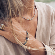 Gold Plated Silver Necklace with Grey Diamonds "Circle"