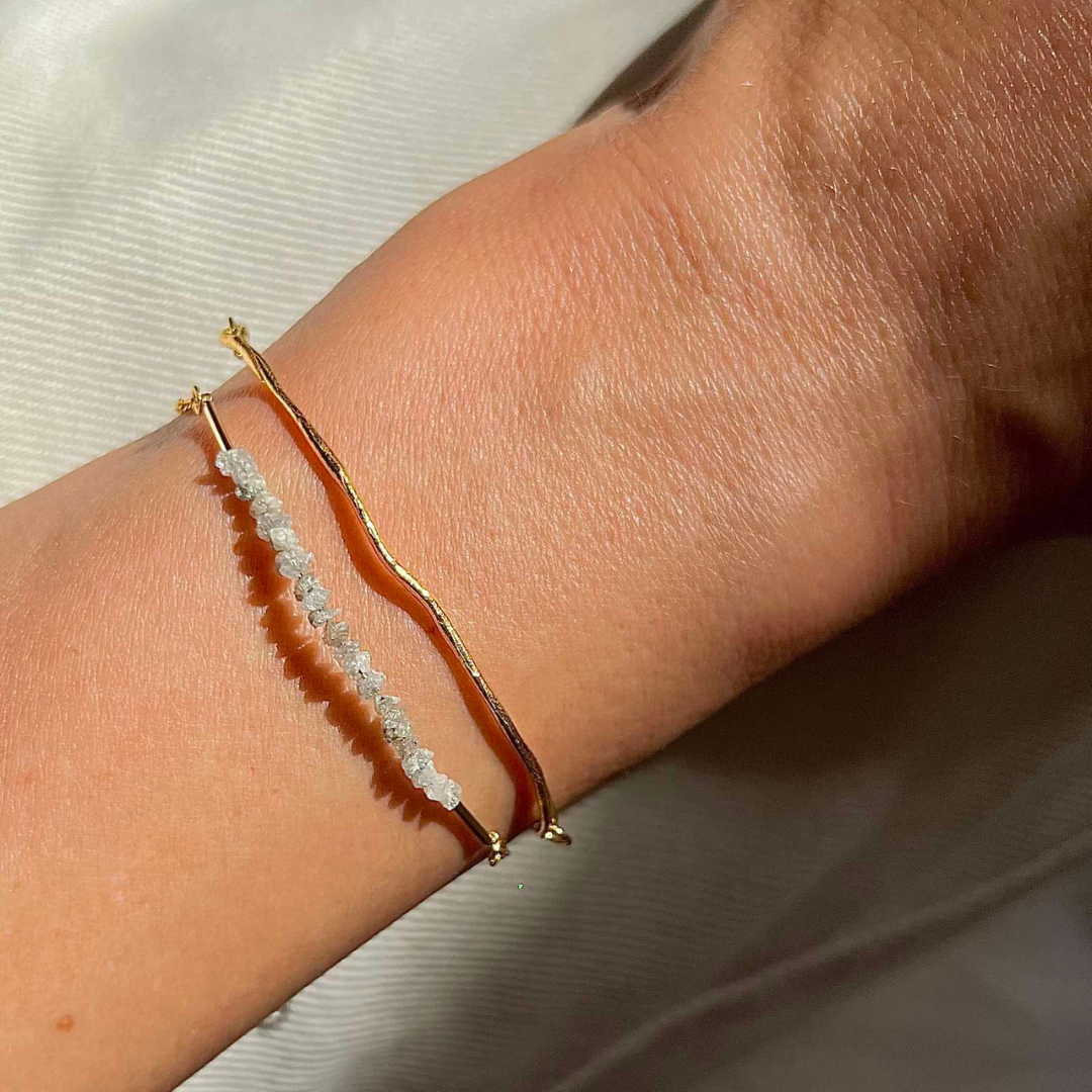 Gold Plated Silver Bracelet with Grey Diamonds
