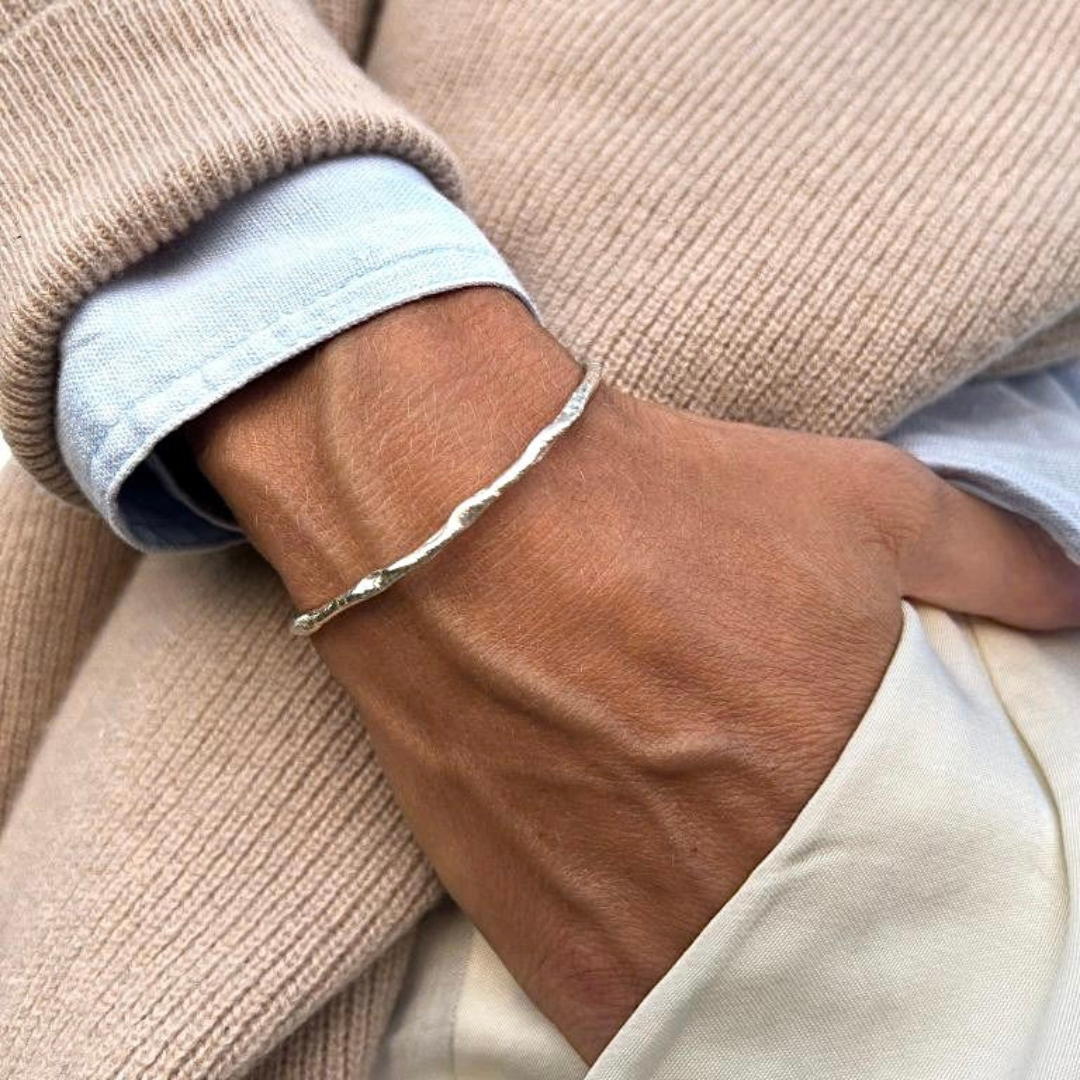 Silver Bangle "Rough Cuff"