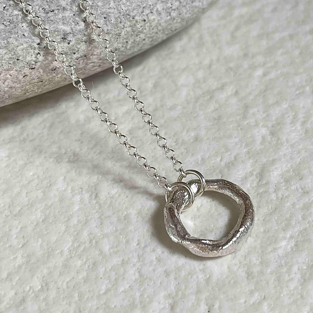 Silver Necklace "Small Fingerprint Circle"