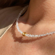 Gold Plated Silver Necklace with Herkimer Diamond "Circle"