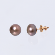 Yellow Gold Stud Earrings with Pearls