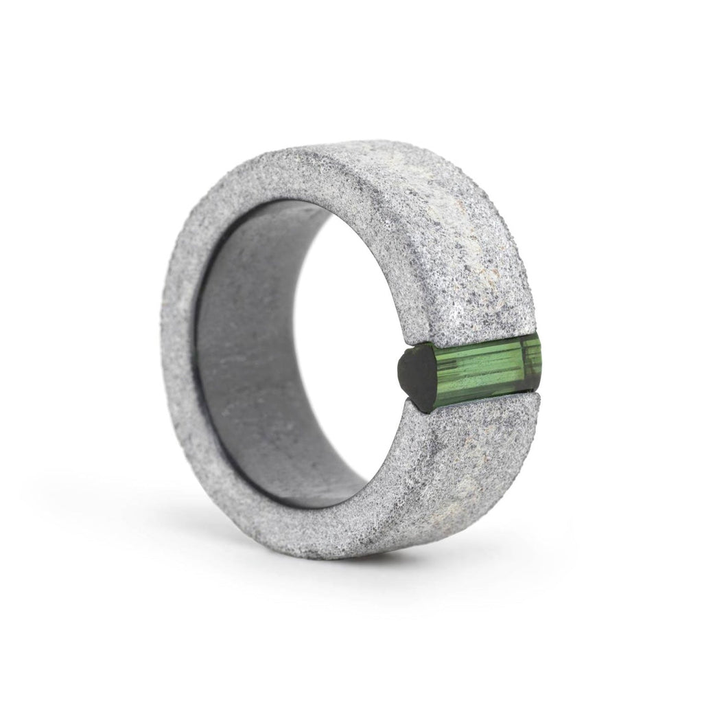 Tantalum & Rough Green Tourmaline Ring