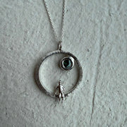 Silver Necklace with Sapphire "All Around Me"