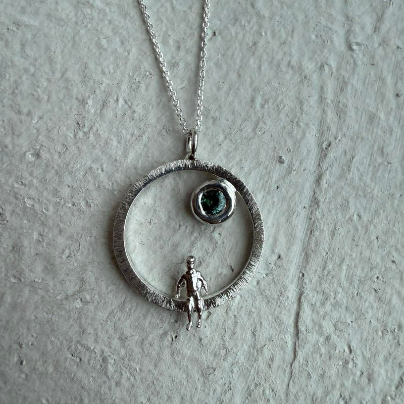 Silver Necklace with Sapphire "All Around Me"