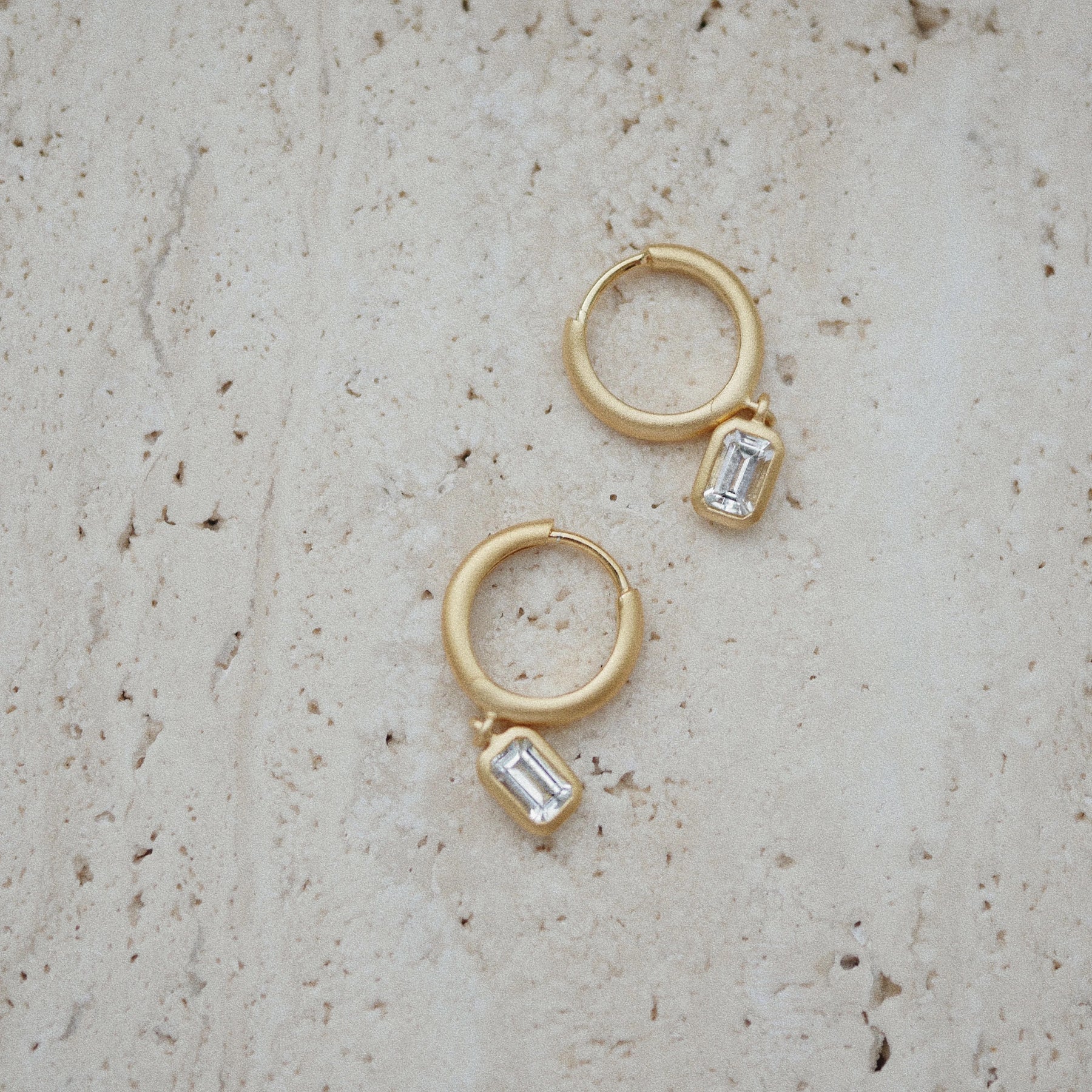 Gold Plated Silver Hoop Earrings with Topaz "Daydream"