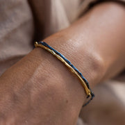 Gold Plated / Oxidized Silver Bracelets Set "Thick Handcrafted"