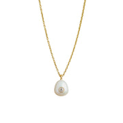 Gold Plated Silver Necklace with Pearl and Moisanitte "Fiona"