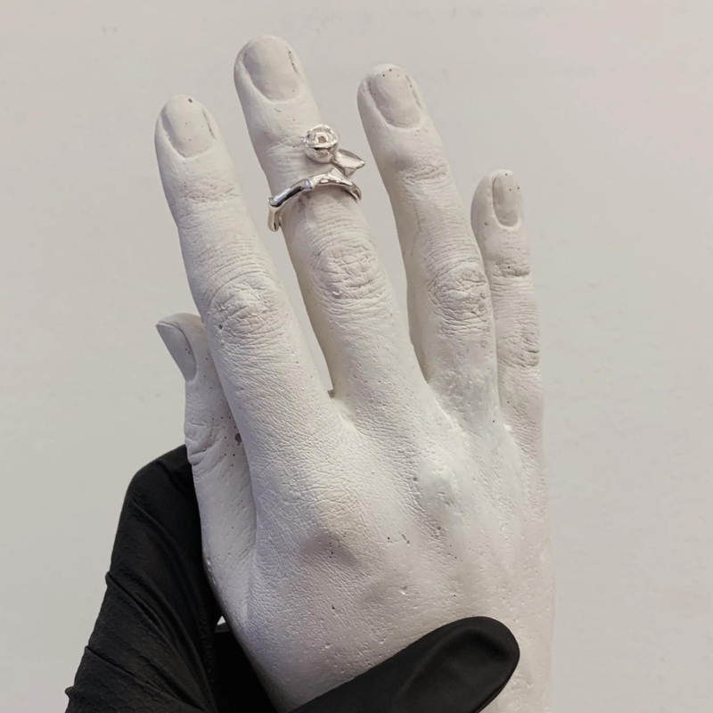 Silver Ring with Diamond "Puikybė"