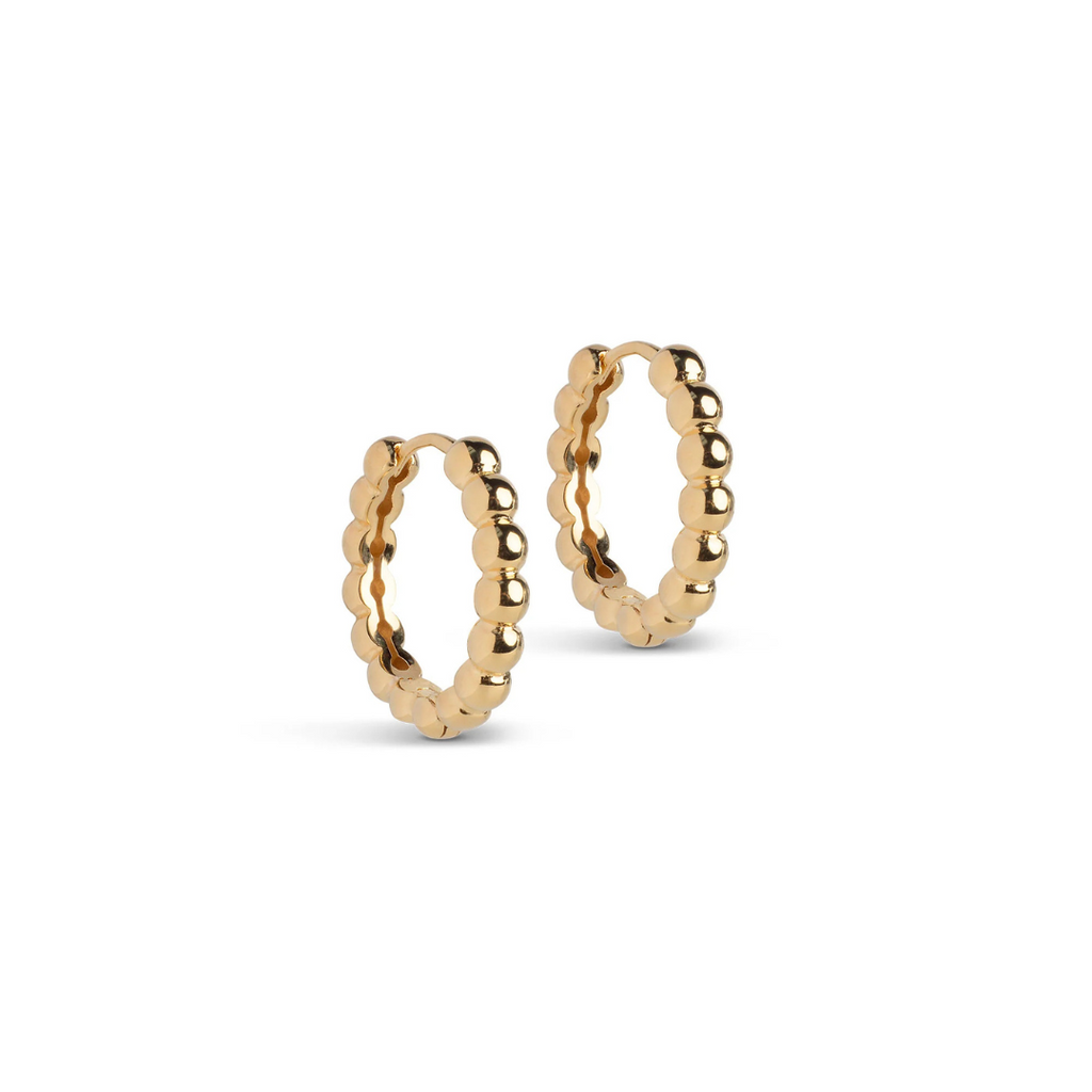 Gold Plated Silver Hoop Earrings "Ball" (Large)