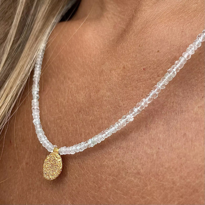 Gold Plated Silver Necklace with Aquamarines "Handcrafted"