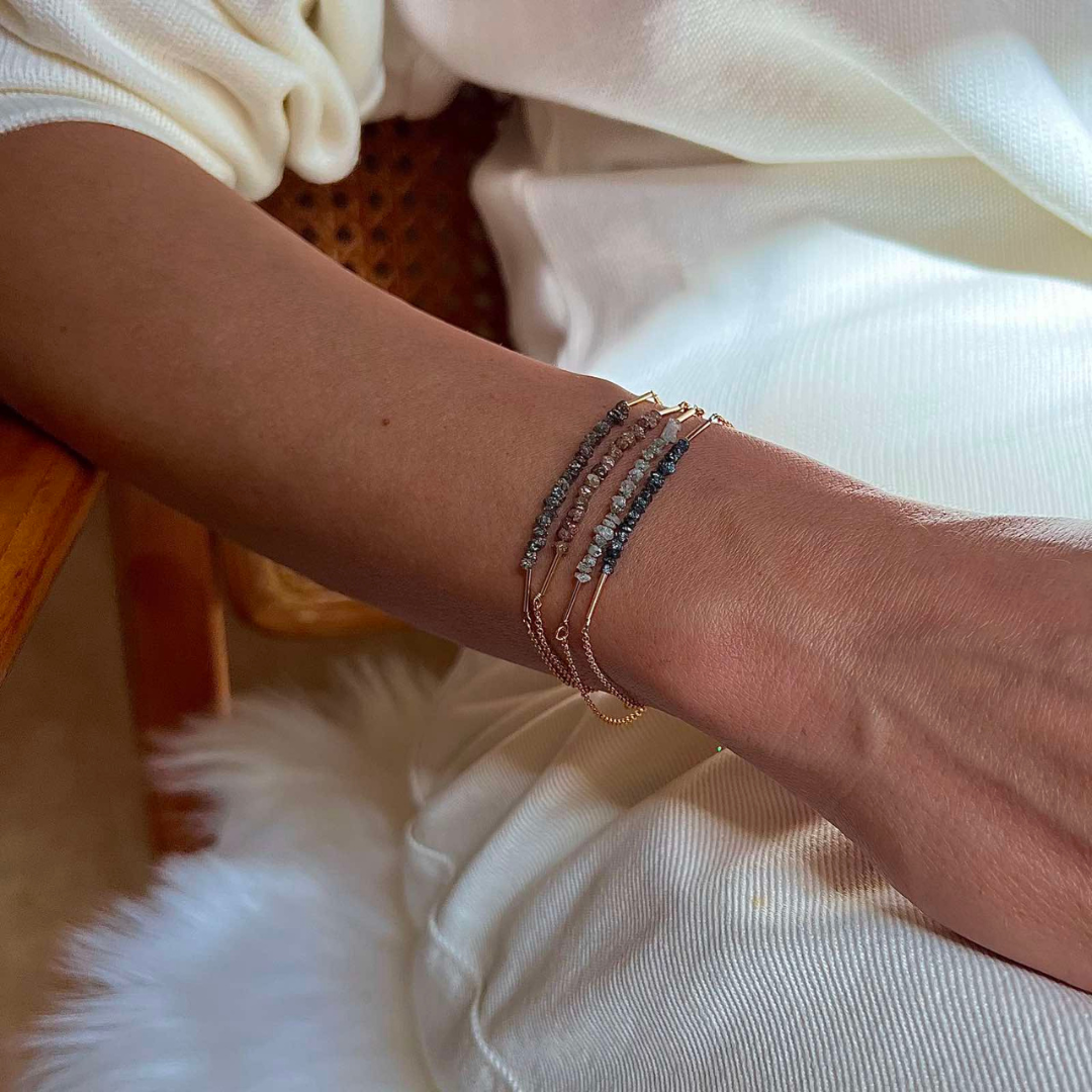 Gold Plated Silver Bracelet with Grey Diamonds