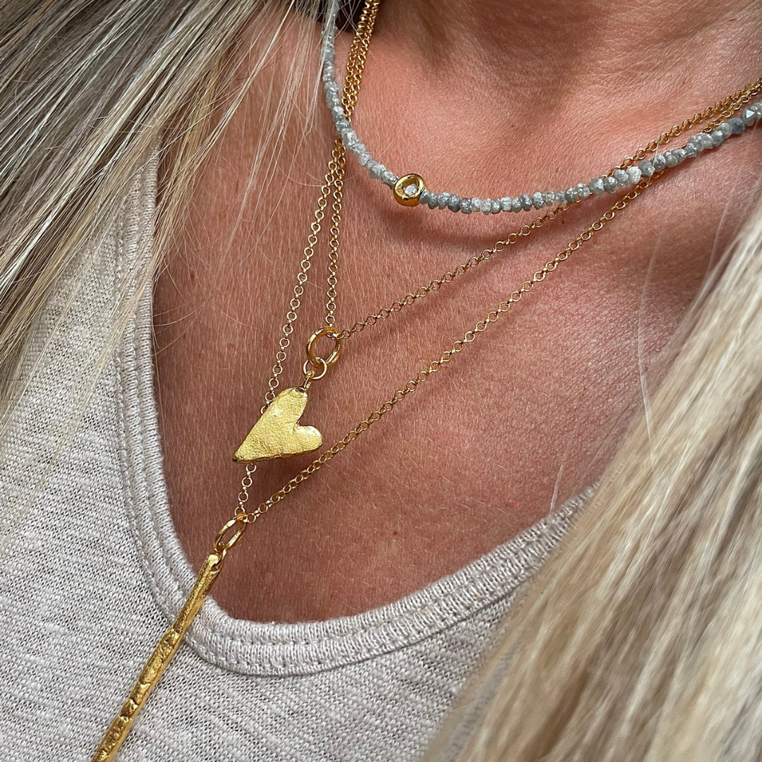 Gold Plated Silver Necklace with Grey Diamonds "Circle"