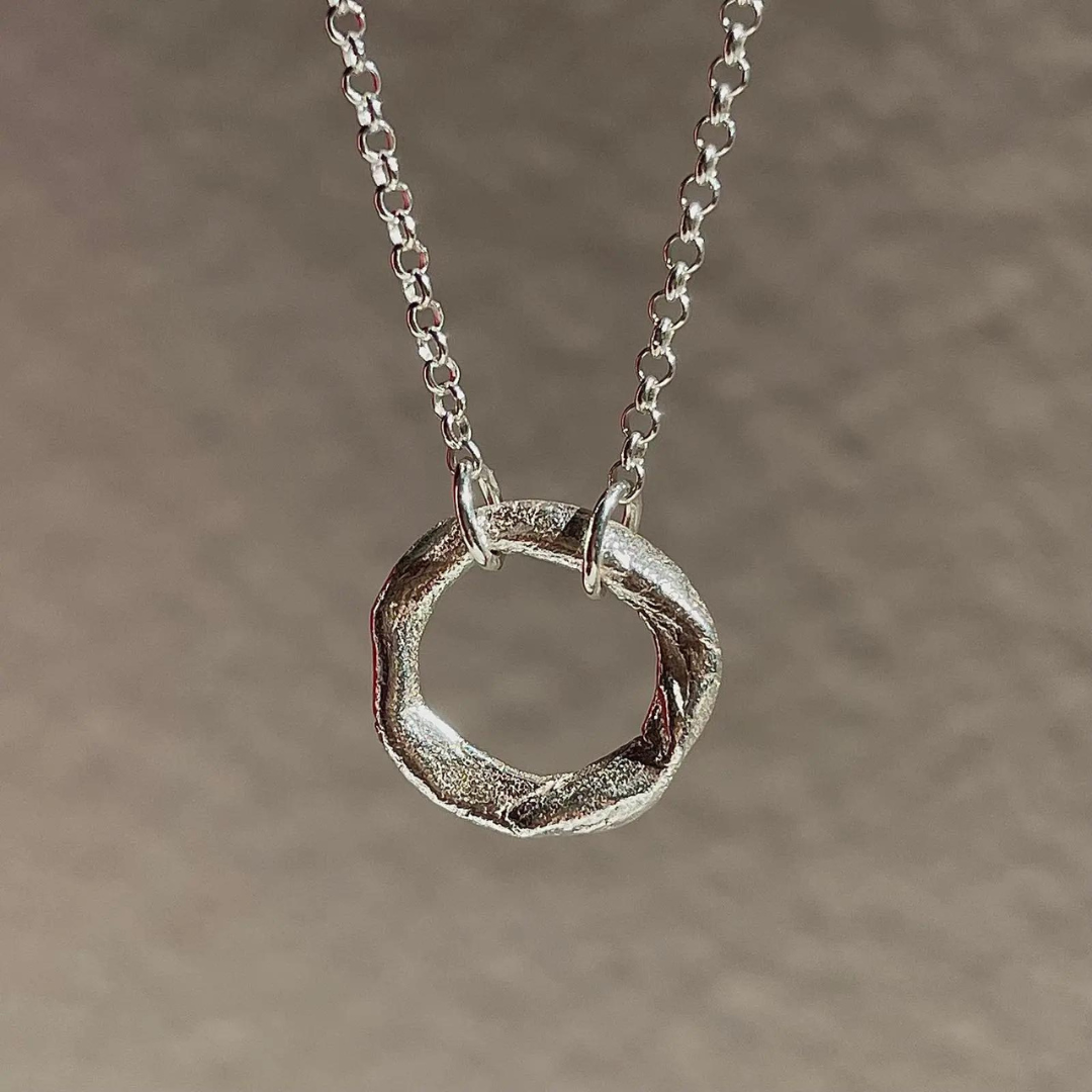Silver Necklace "Small Fingerprint Circle"