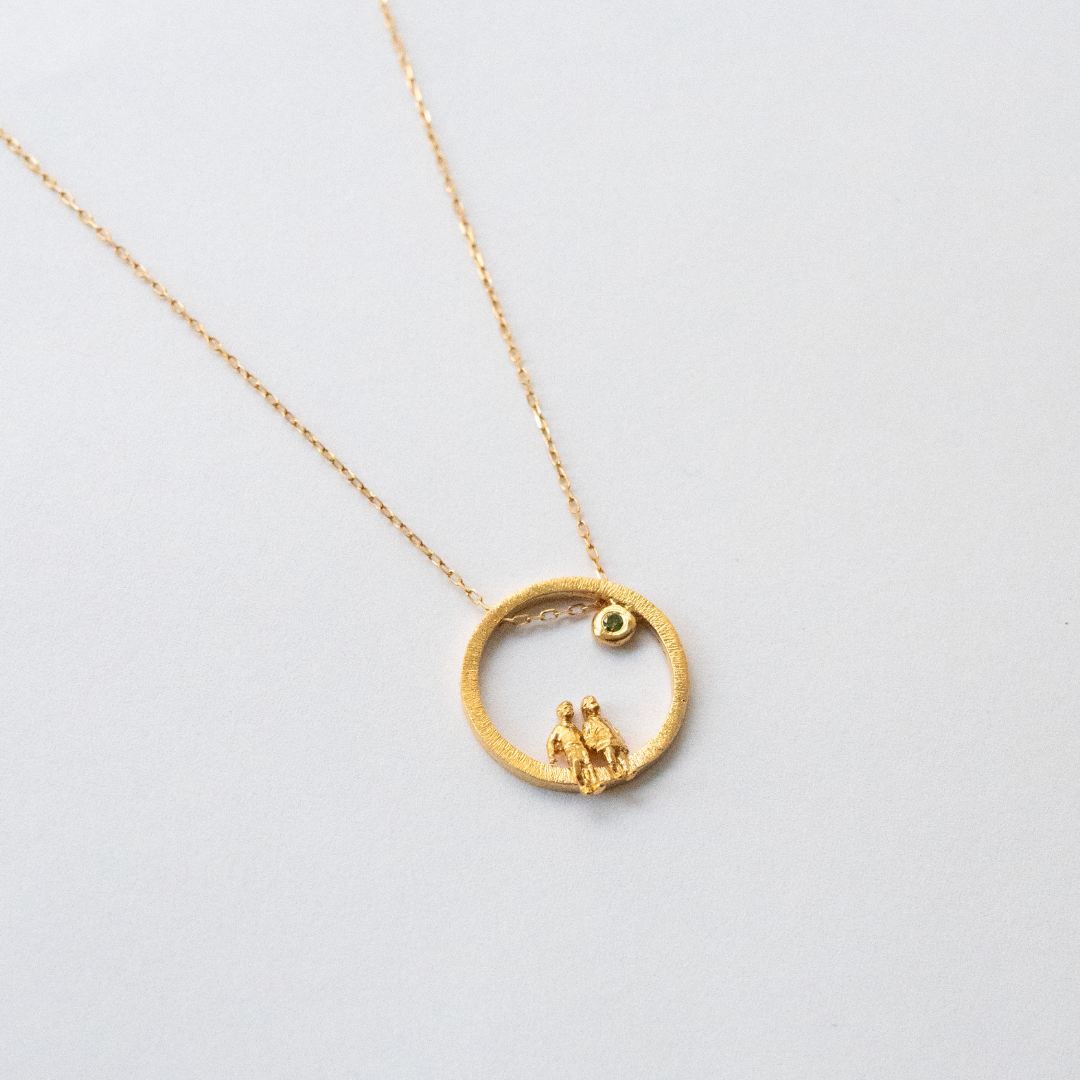 Gold Plated Silver Necklace with Diamond "All Around Us"
