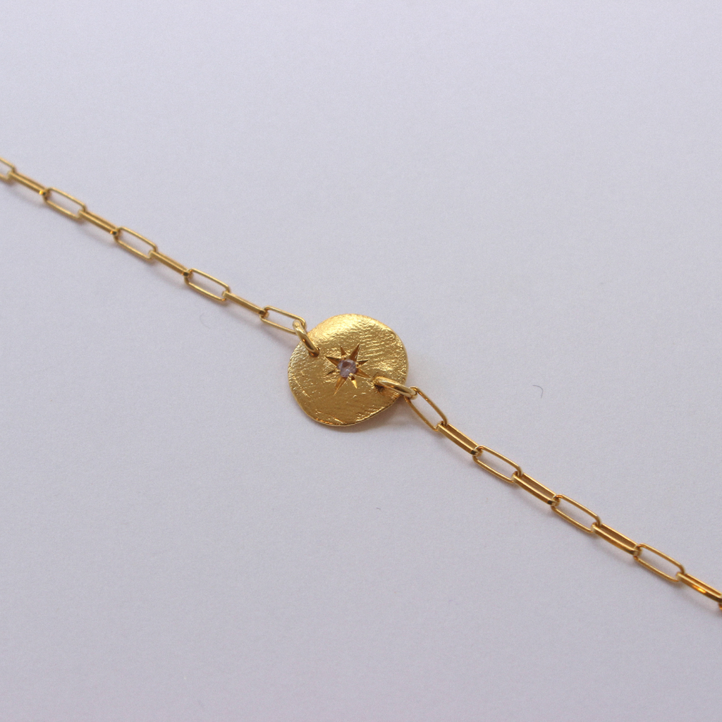 Gold Plated Silver Bracelet "Sapphire Fingerprint"