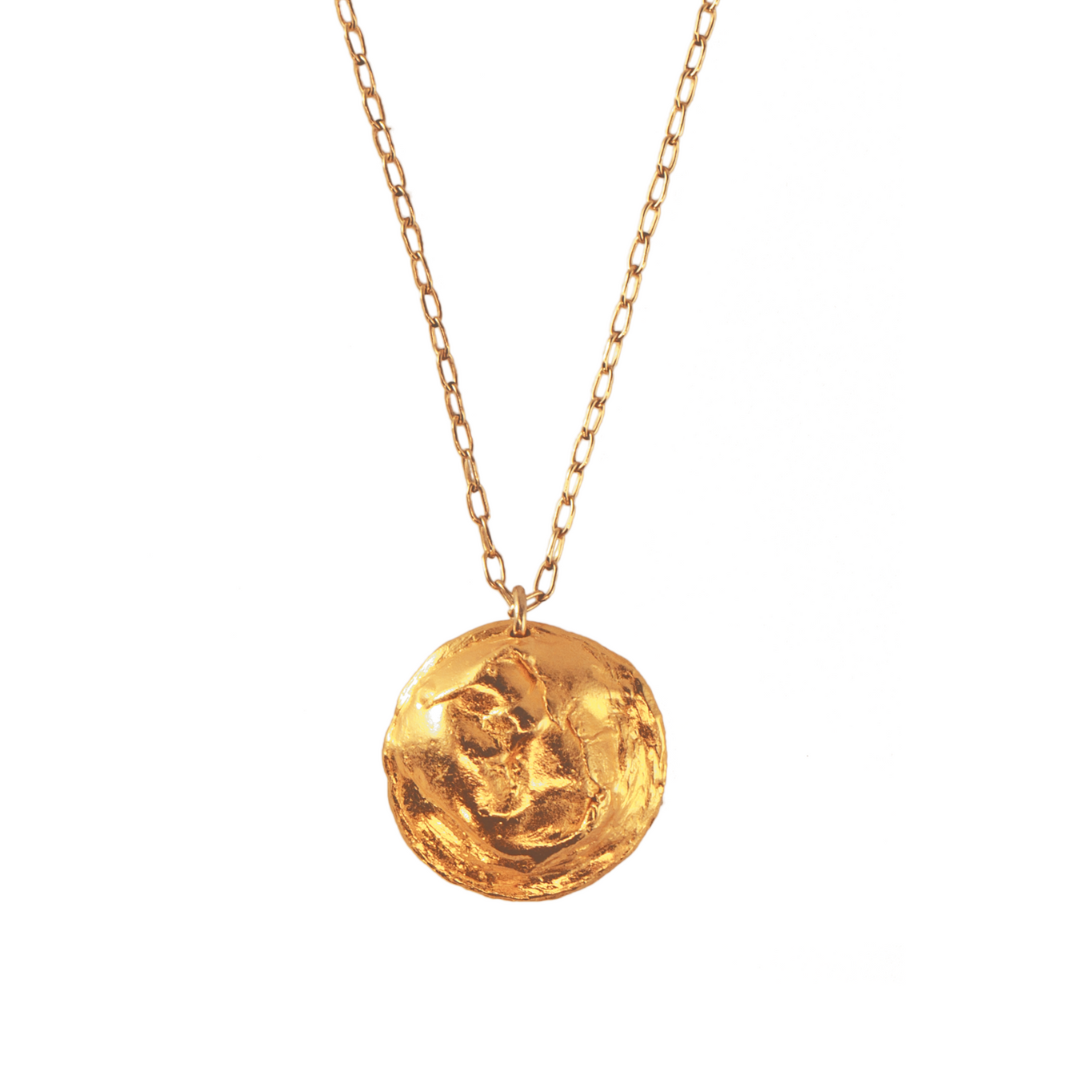 Gold Plated Necklace "Half Moon Nurturing Pearl"