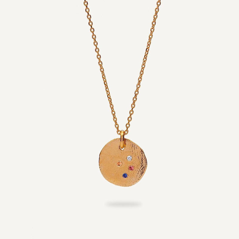 Gold Plated Silver Necklace "Fingerprint Sapphire"