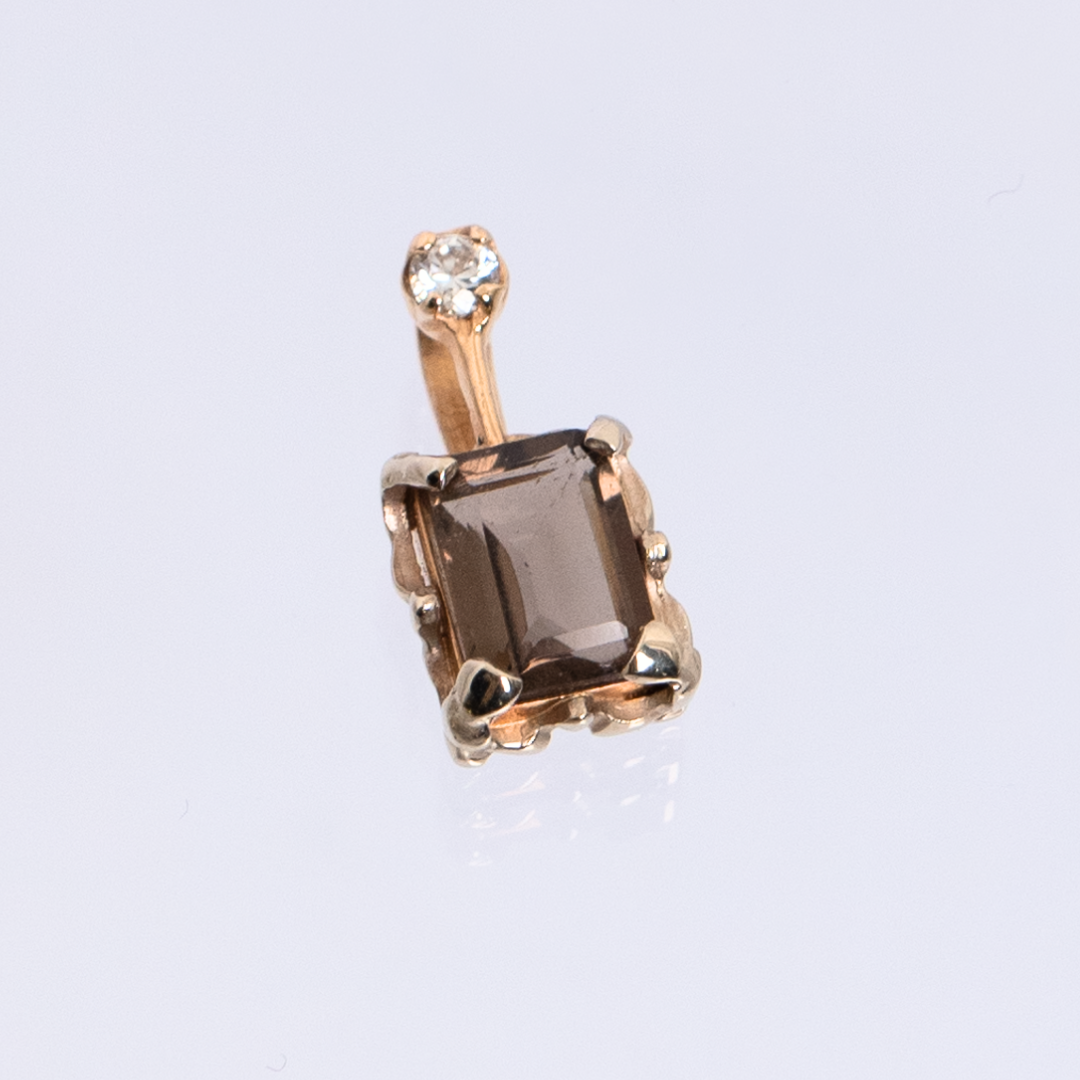 Yellow Gold Pendant with Smoky Quartz