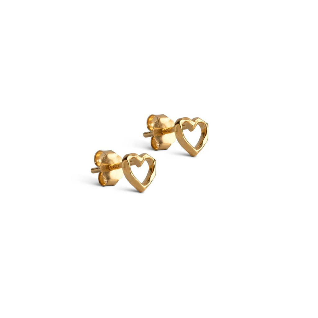 18k Gold Plated Silver Studs "Organic Heart"