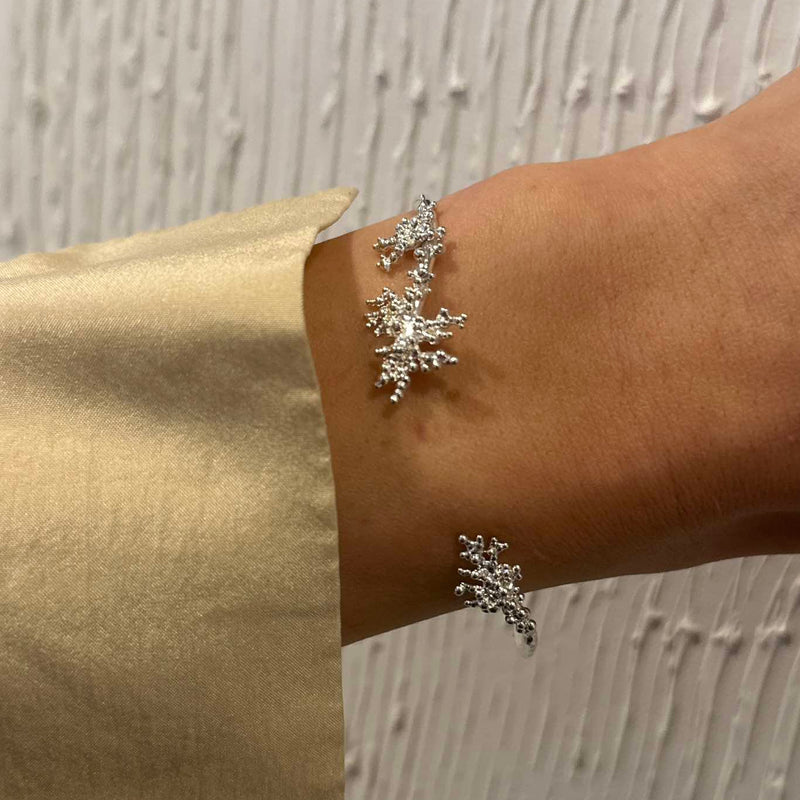 Silver Bangle "Coral Drizzle"