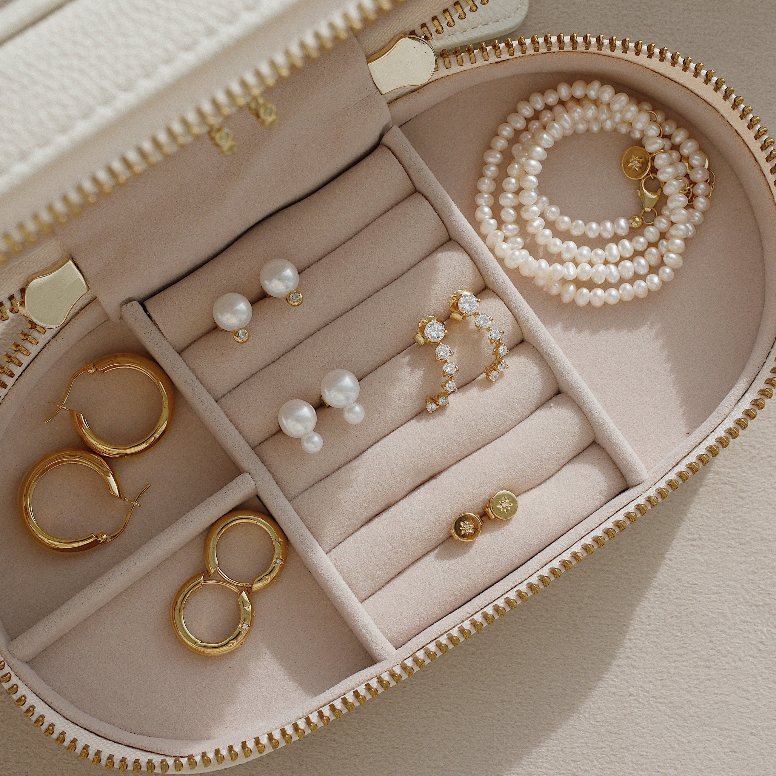 Oval Cream Jewellery Case