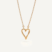 Gold Plated Silver Necklace "Fingerprint Thick Heart"