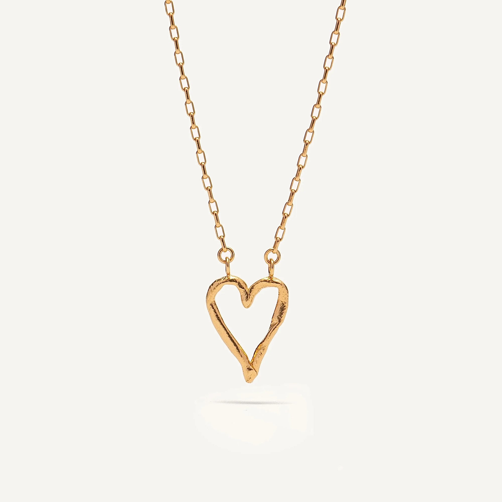 Gold Plated Silver Necklace "Fingerprint Thick Heart"