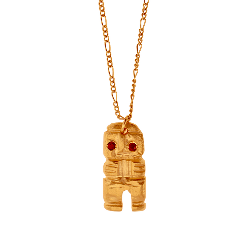 Gold Plated Necklace "The Little Guardian Ruby"