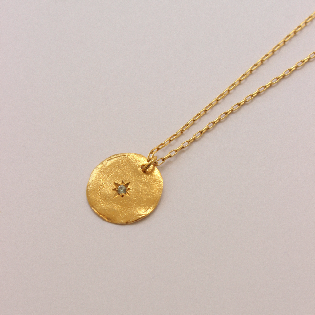 Gold Plated Silver Necklace "Sapphire Fingerprint"
