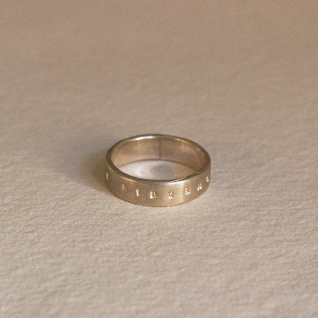 Silver Wide Ring with Inscription in Latin