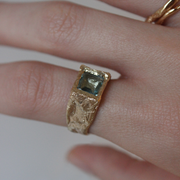 Yellow Gold Ring with Aquamarine