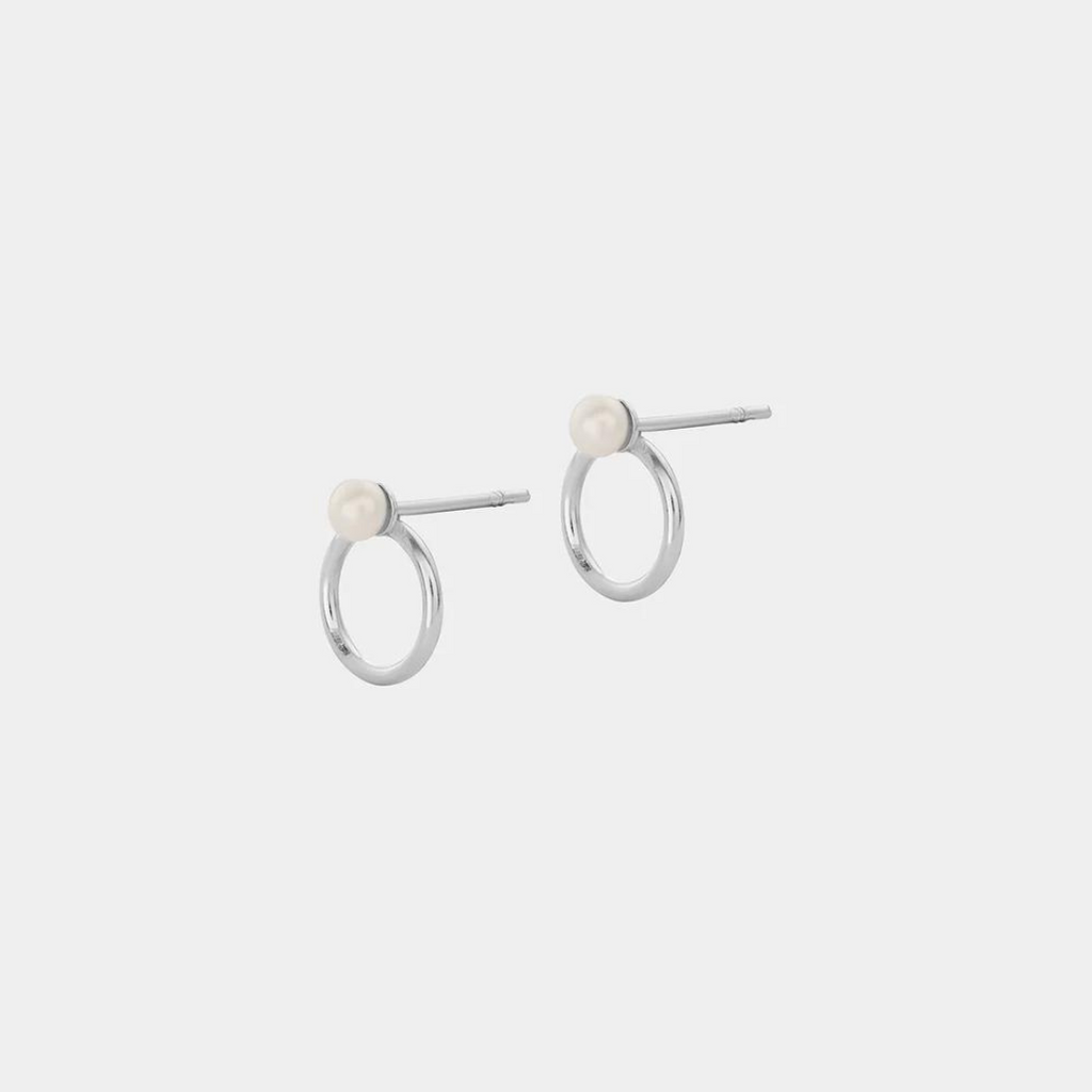 Silver Earrings "Pearl Diver" with Ring (10 mm)