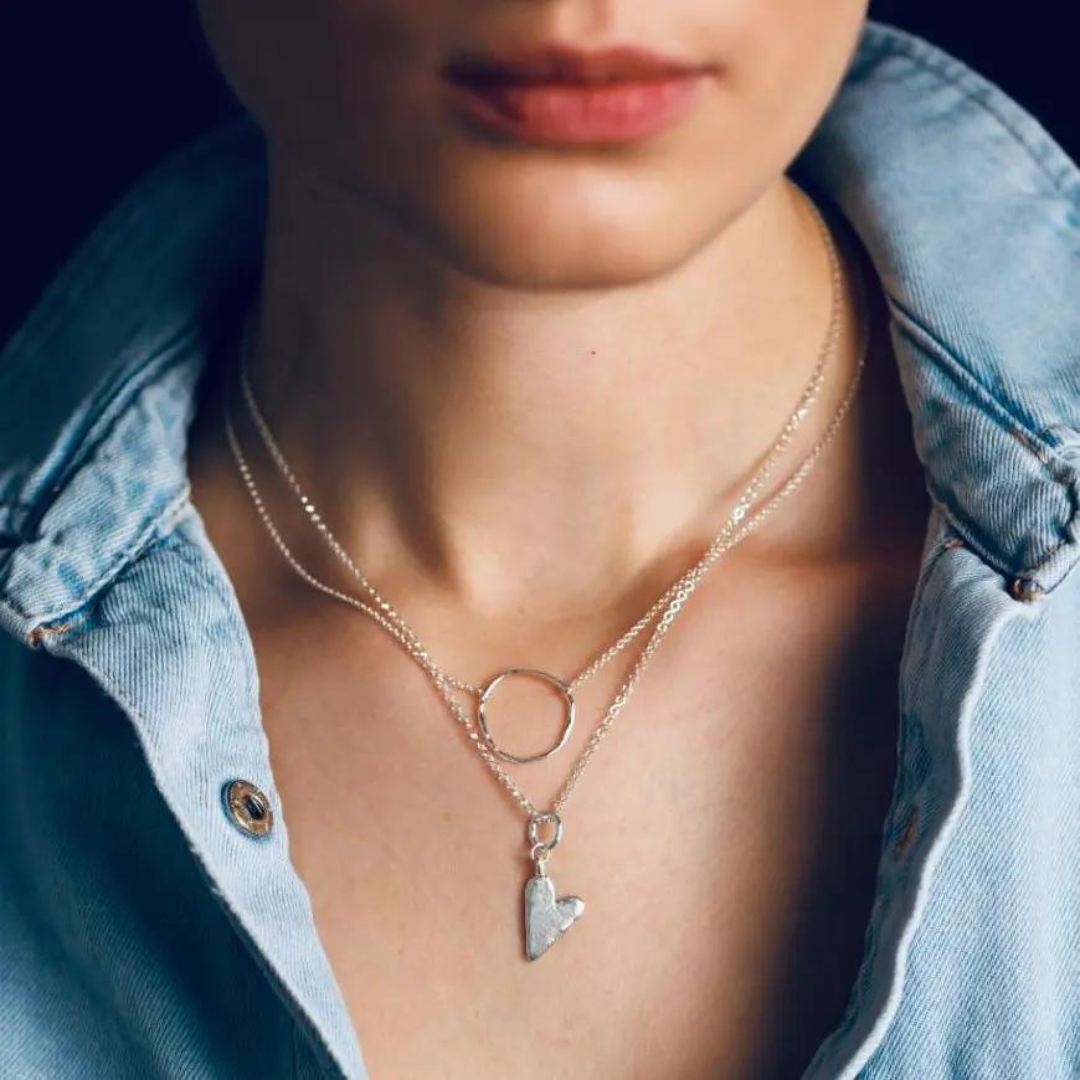 Silver Necklace "Thin Fingerprint Circle"
